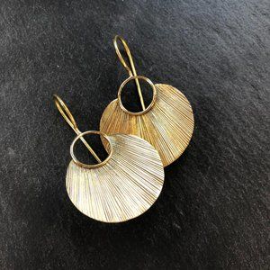 Hammered Radiating Sunshine Brass Disc Earrings